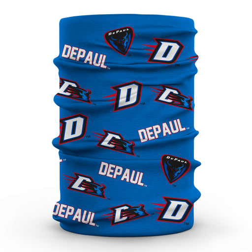 DePaul Blue Demons Neck Gaiter Blue All Over Logo - Vive La Fête - Online Apparel Store