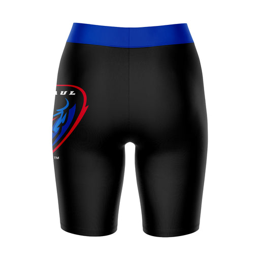 Depaul Blue Demons Vive La Fete Game Day Logo on Thigh and Waistband Black and Blue Women Bike Short 9 Inseam" - Vive La Fête - Online Apparel Store