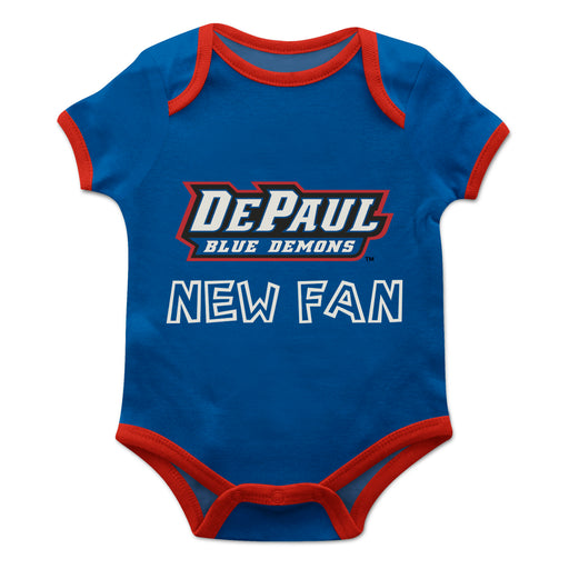 Depaul Blue Demons Vive La Fete Infant Game Day Blue Short Sleeve Onesie New Fan Logo and Mascot Bodysuit