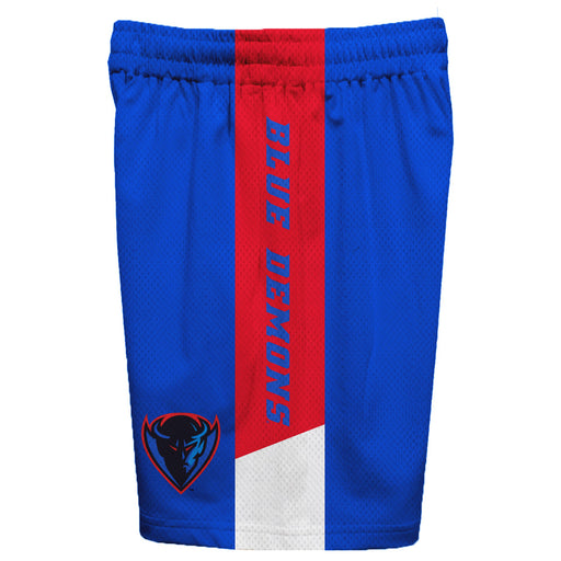 Depaul Blue Demons Vive La Fete Game Day Blue Stripes Boys Solid Red Athletic Mesh Short - Vive La Fête - Online Apparel Store