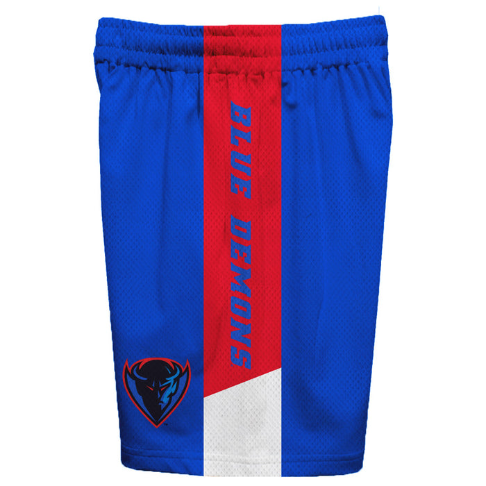 Depaul Blue Demons Vive La Fete Game Day Blue Stripes Boys Solid Red Athletic Mesh Short - Vive La Fête - Online Apparel Store