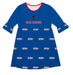 Depaul Blue Demons  Vive La Fete Girls Game Day 3/4 Sleeve Solid Blue All Over Logo on Skirt