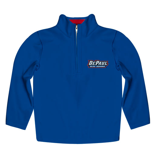 Depaul Blue Demons Vive La Fete Game Day Solid Blue Quarter Zip Pullover Sleeves