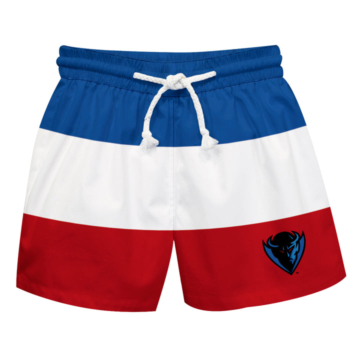 Depaul Blue Demons Vive La Fete Blue White Red Stripes Swimtrunks V1
