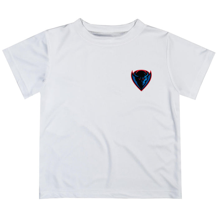Depaul Blue Demons Hand Sketched Vive La Fete Impressions Artwork Boys White Short Sleeve Tee Shirt