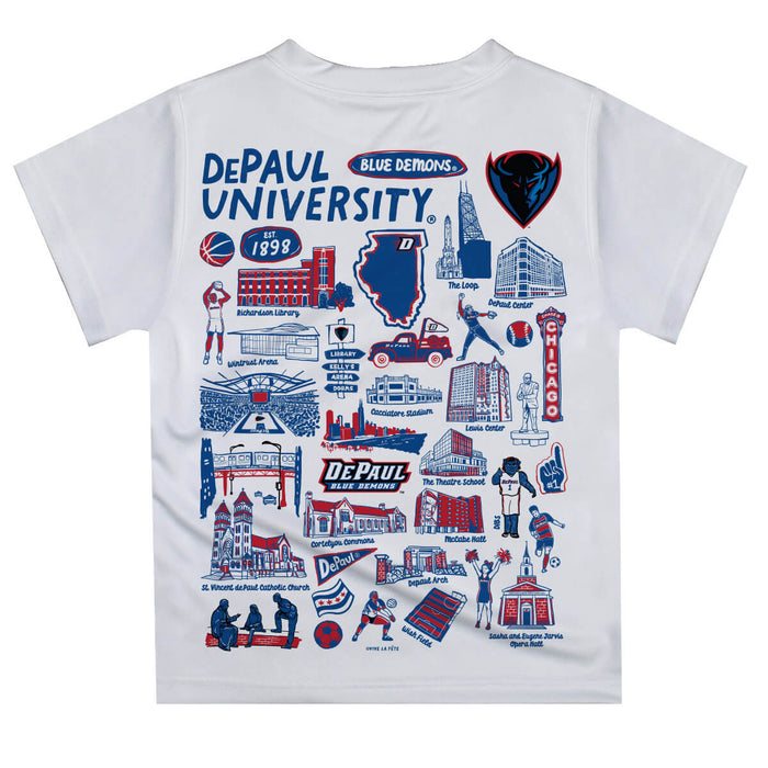 Depaul Blue Demons Hand Sketched Vive La Fete Impressions Artwork Boys Blue Short Sleeve Tee Shirt - Vive La Fête - Online Apparel Store