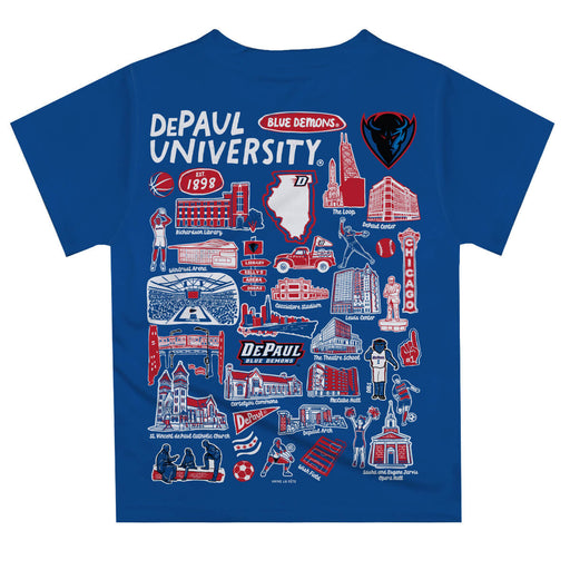 Depaul Blue Demons Hand Sketched Vive La Fete Impressions Artwork Boys Blue Short Sleeve Tee Shirt - Vive La Fête - Online Apparel Store