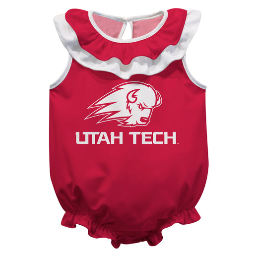 Utah Tech Trailblazers Red Sleeveless Ruffle Onesie Logo Bodysuit by Vive La Fete