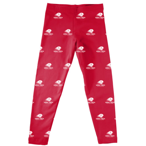 Utah Tech Trailblazers Vive La Fete Girls Game Day All Over Logo Elastic Waist Classic Play Red Leggings Tights
