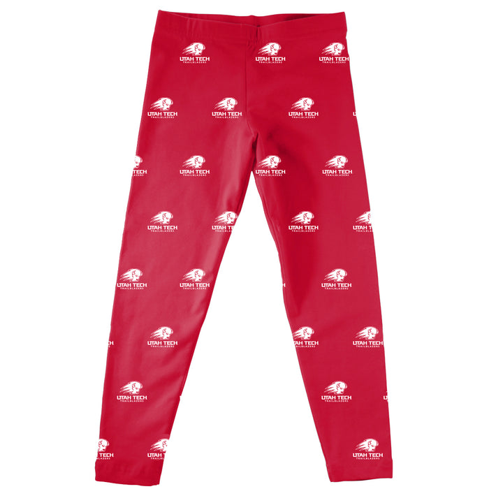 Utah Tech Trailblazers Vive La Fete Girls Game Day All Over Logo Elastic Waist Classic Play Red Leggings Tights