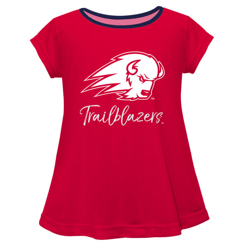Utah Tech Trailblazers Vive La Fete Girls Game Day Short Sleeve Red Top with School Logo and Name