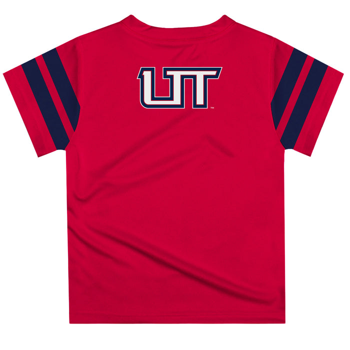 Utah Tech Trailblazers Vive La Fete Boys Game Day Red Short Sleeve Tee with Stripes on Sleeves - Vive La Fête - Online Apparel Store