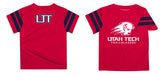 Utah Tech Trailblazers Vive La Fete Boys Game Day Red Short Sleeve Tee with Stripes on Sleeves - Vive La Fête - Online Apparel Store