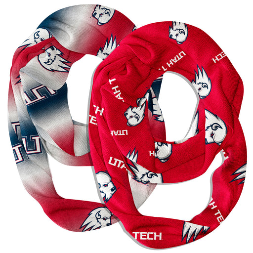 Utah Tech Trailblazers Vive La Fete All Over Logo Collegiate Women Set of 2 Light Weight Ultra Soft Infinity Scarfs