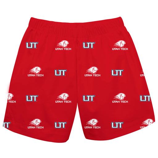 Utah Tech Trailblazers Vive La Fete Boys Game Day All Over Logo Elastic Waist Classic Play Red Pull On Short