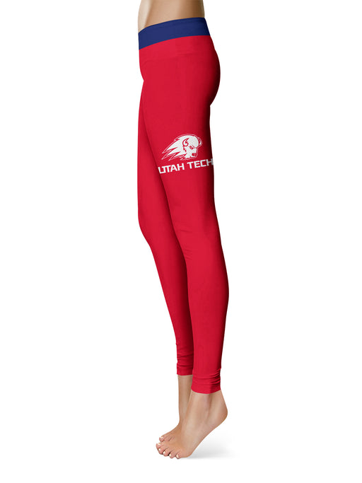 Utah Tech Trailblazers Vive La Fete Game Day Collegiate Logo on Thigh Red Women Yoga Leggings 2.5 Waist Tights - Vive La Fête - Online Apparel Store