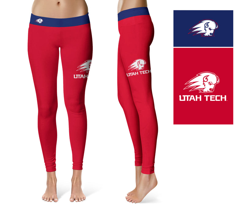 Utah Tech Trailblazers Vive La Fete Game Day Collegiate Logo on Thigh Red Women Yoga Leggings 2.5 Waist Tights - Vive La Fête - Online Apparel Store