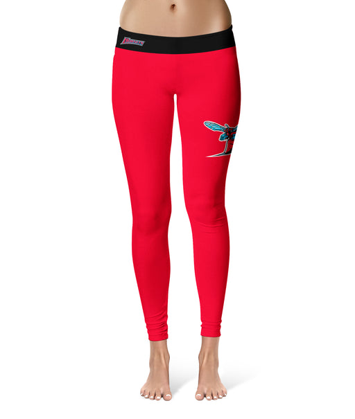 Delaware State Hornets Vive La Fete Game Day Collegiate Logo on Thigh Red Women Yoga Leggings 2.5 Waist Tights