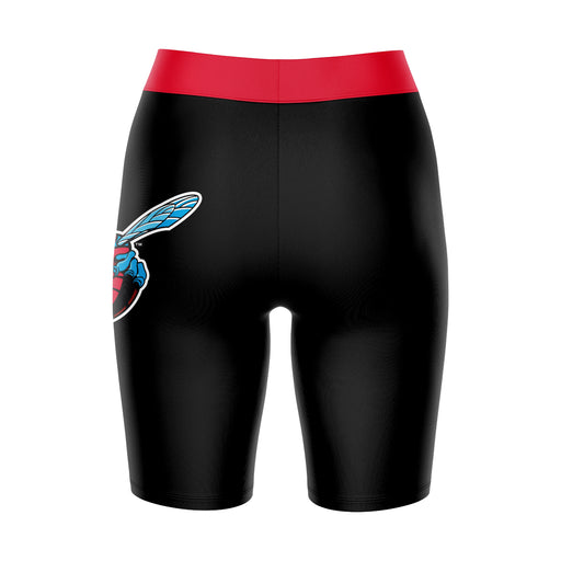Delaware State Hornets Vive La Fete Game Day Logo on Thigh and Waistband Black and Red Women Bike Short 9 Inseam - Vive La Fête - Online Apparel Store