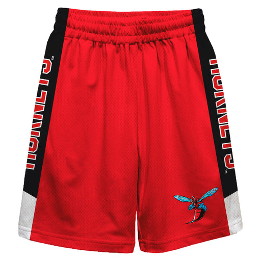 Delaware State Hornets Vive La Fete Game Day Red Stripes Boys Solid Black Athletic Mesh Short
