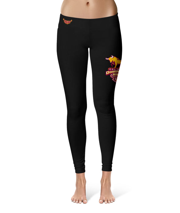 Cal State Dominguez Hills DH Vive La Fete Collegiate Large Logo on Thigh Women Black Yoga Leggings 2.5 Waist Tights