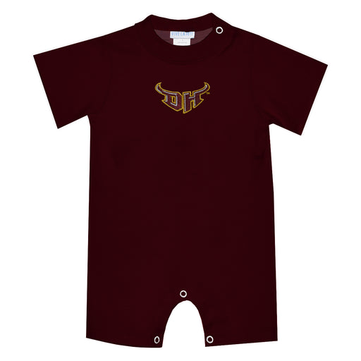 Cal State Dominguez Hills DH Toros CSUDH Embroidered Maroon Knit Short Sleeve Boys Romper