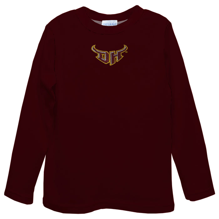 Cal State Dominguez Hills DH Toros CSUDH Embroidered Maroon Long Sleeve Boys Tee Shirt