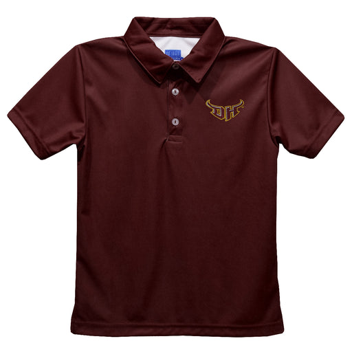 Cal State Dominguez Hills DH Toros CSUDH Embroidered Maroon Short Sleeve Polo Box
