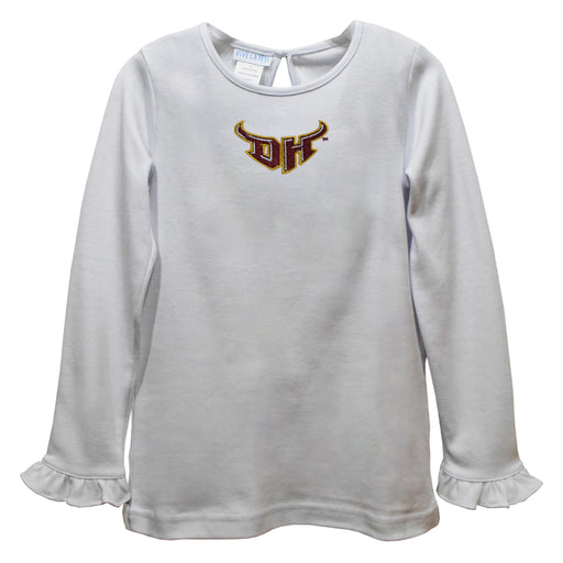 Cal State Dominguez Hills DH Toros CSUDH Embroidered White Knit Long Sleeve Girls Blouse
