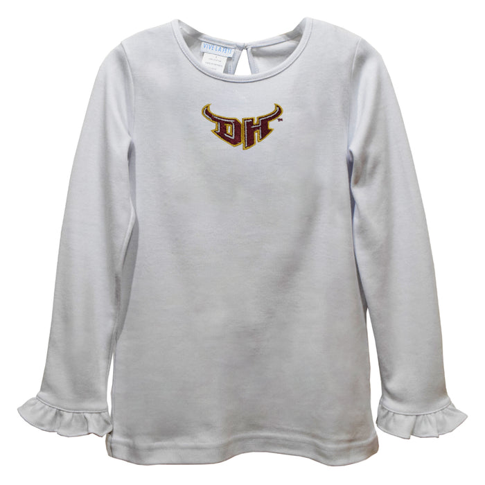 Cal State Dominguez Hills DH Toros CSUDH Embroidered White Knit Long Sleeve Girls Blouse