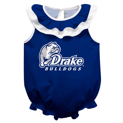 Drake University Bulldogs Blue Sleeveless Ruffle Onesie Logo Bodysuit by Vive La Fete