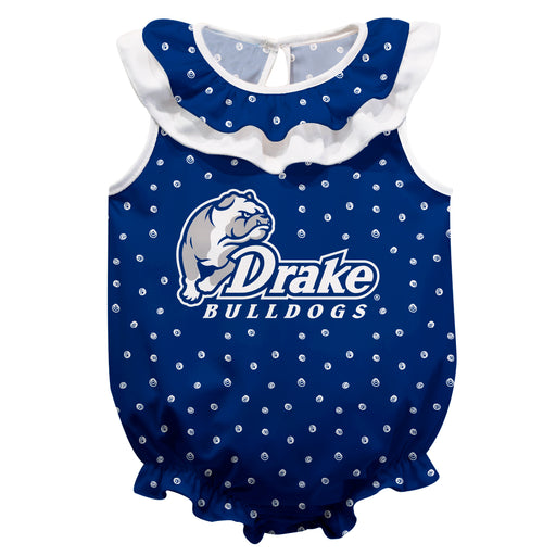 Drake BulldogsSwirls Blue Sleeveless Ruffle Onesie Logo Bodysuit