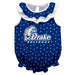 Drake BulldogsSwirls Blue Sleeveless Ruffle Onesie Logo Bodysuit