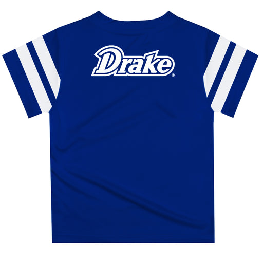Drake University Bulldogs Vive La Fete Boys GameDay Blue Short Sleeve Tee with Stripes on Sleeves - Vive La Fête - Online Apparel Store