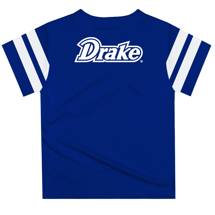 Drake University Bulldogs Vive La Fete Boys GameDay Blue Short Sleeve Tee with Stripes on Sleeves - Vive La Fête - Online Apparel Store