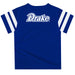 Drake University Bulldogs Vive La Fete Boys GameDay Blue Short Sleeve Tee with Stripes on Sleeves - Vive La Fête - Online Apparel Store