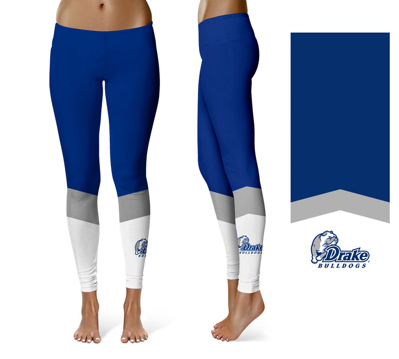 Drake University Bulldogs Vive La Fete Game Day Collegiate Ankle Color Block Women Blue White Yoga Leggings - Vive La Fête - Online Apparel Store