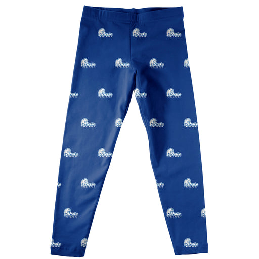 Drake Bulldogs Vive La Fete Girls Game Day All Over Logo Elastic Waist Classic Play Blue Leggings Tights - Vive La Fête - Online Apparel Store