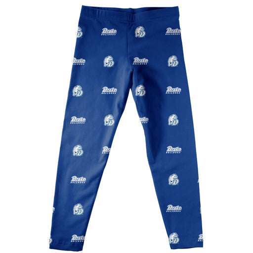 Drake University Bulldogs Vive La Fete Girls Game Day All Over Logo Elastic Waist Classic Play Blue Leggings Tights - Vive La Fête - Online Apparel Store