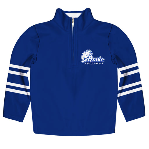 Drake University Bulldogs Vive La Fete Game Day Blue Quarter Zip Pullover Stripes on Sleeves - Vive La Fête - Online Apparel Store