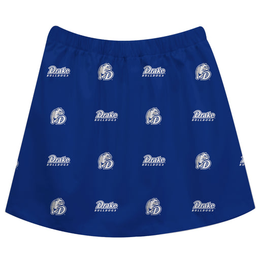 Drake University Bulldogs Vive La Fete Girls Game Day All Over Logo Elastic Waist Classic Play Blue Skirt - Vive La Fête - Online Apparel Store