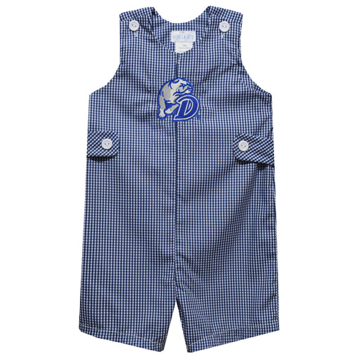 Drake University Bulldogs Embroidered Navy Gingham Boys Jon Jon