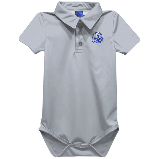 Drake University Bulldogs Embroidered Gray Solid Knit Polo Onesie