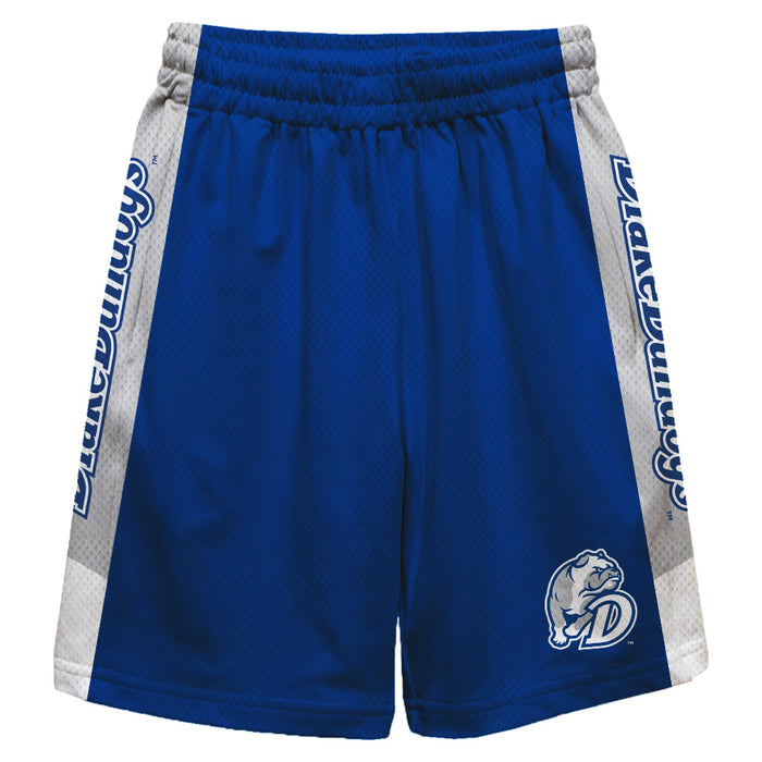 Drake Bulldogs Vive La Fete Game Day Blue Stripes Boys Solid Gray Athletic Mesh Short