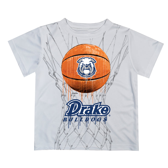 Drake Bulldogs Original Dripping Basketball White T-Shirt by Vive La Fete