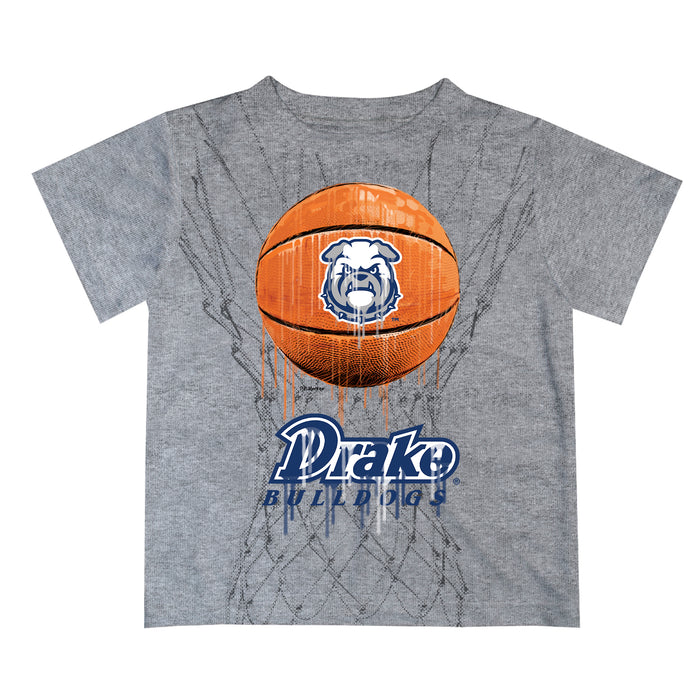 Drake Bulldogs Original Dripping Basketball Heather Gray T-Shirt by Vive La Fete