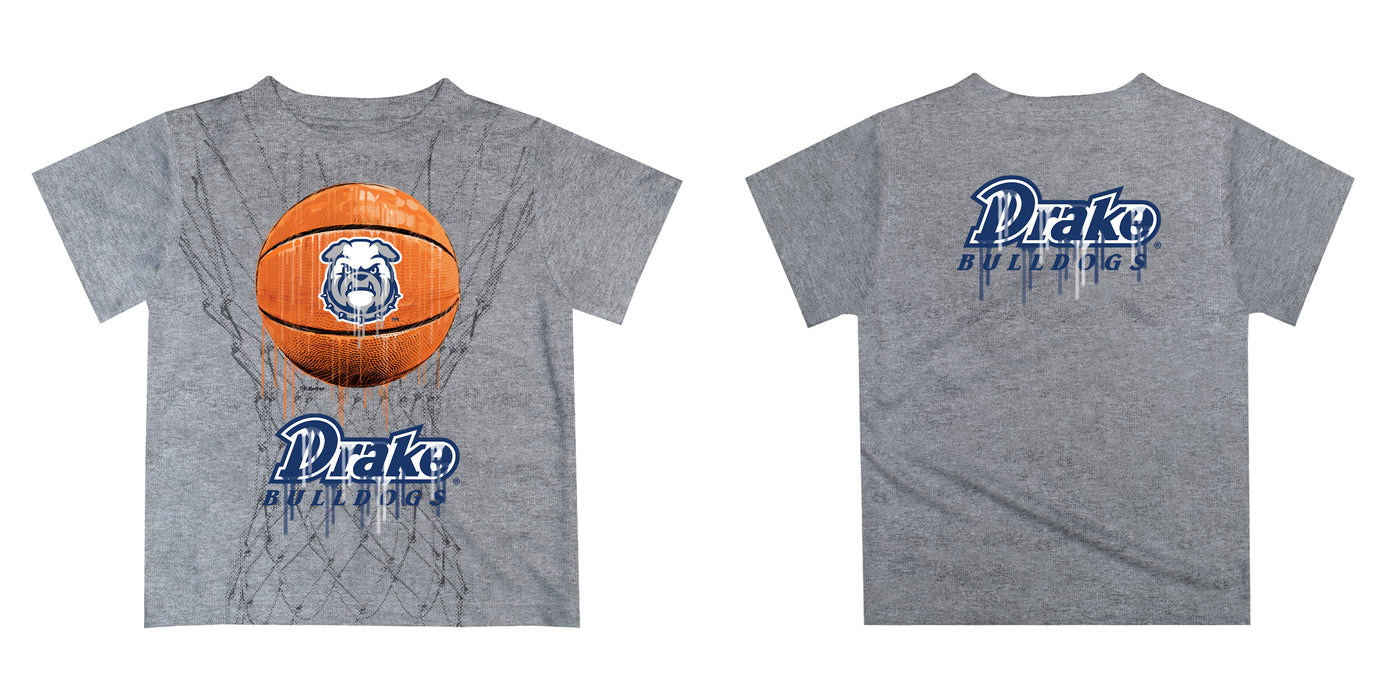 Drake Bulldogs Original Dripping Basketball Blue T-Shirt by Vive La Fete - Vive La Fête - Online Apparel Store