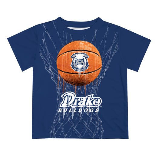 Drake Bulldogs Original Dripping Basketball Blue T-Shirt by Vive La Fete