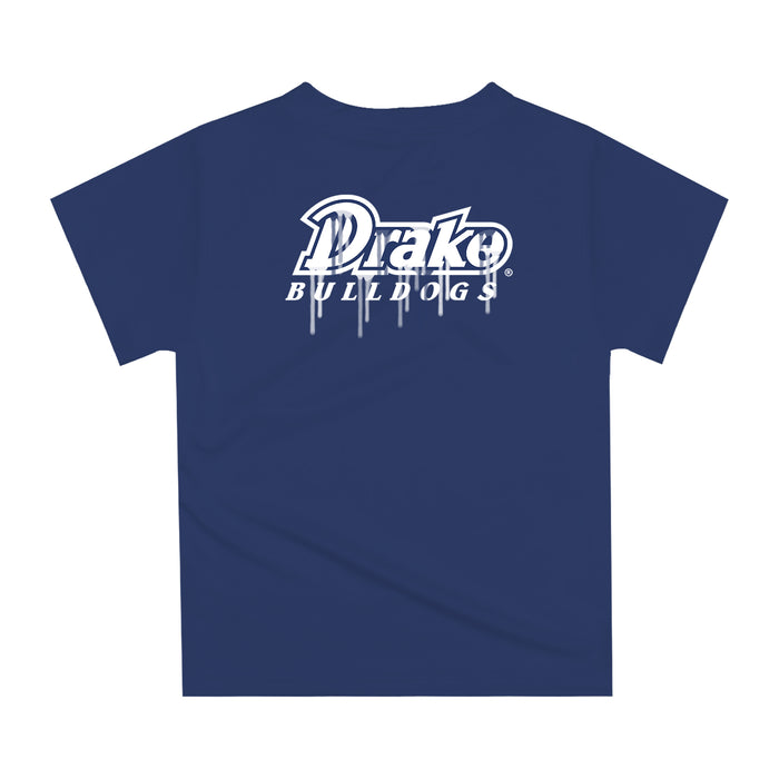 Drake Bulldogs Original Dripping Basketball Blue T-Shirt by Vive La Fete - Vive La Fête - Online Apparel Store