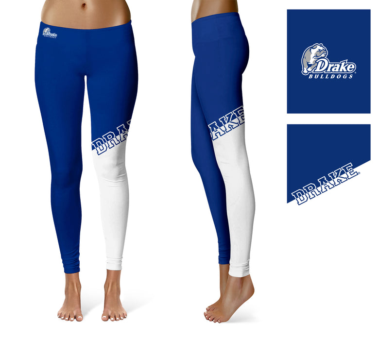 Drake University Bulldogs Vive La Fete Game Day Collegiate Leg Color Block Women Blue White Yoga Leggings - Vive La Fête - Online Apparel Store